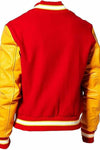 Men's MJ Thriller Red M Logo Letterman Bomber Varsity Jacket (XXS-4XL)