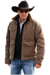 Yellowstone John Jacket Yellowstone Kevin Costner Jacket Brown Cotton Quilted Jacket For Men