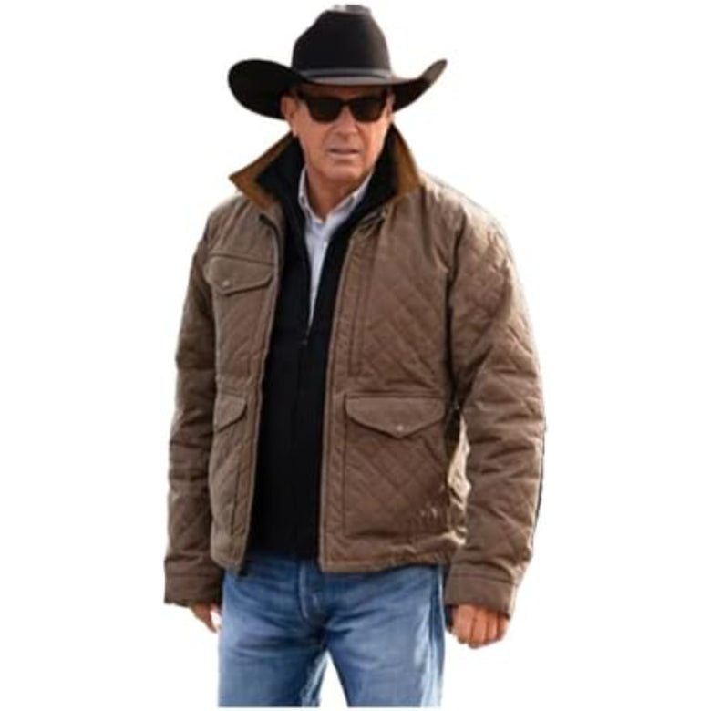 Yellowstone John Jacket Yellowstone Kevin Costner Jacket Brown Cotton Quilted Jacket For Men