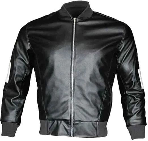 8 Ball Pool Bomber Jacket- Faux Leather Seinfeld David Puddy Eight ball Lettermen Jacket 90's Leather Bomber Jacket Black & White