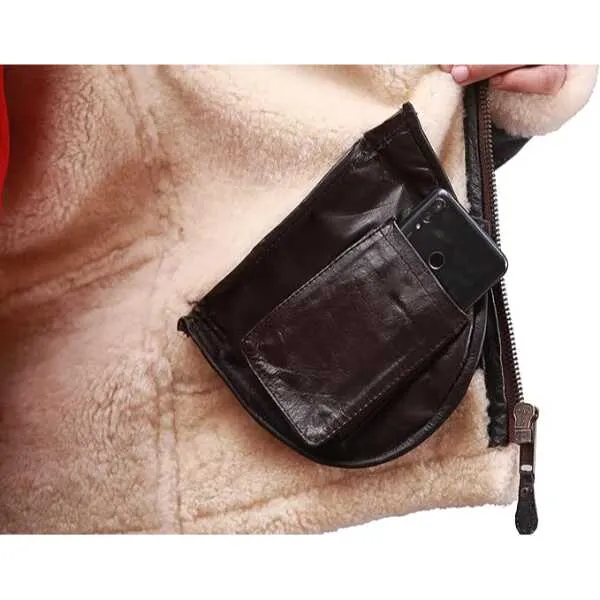 B3 Bomber Jacket Aviator Real Shearling B3 Bomber Jacket Winter - Image 4