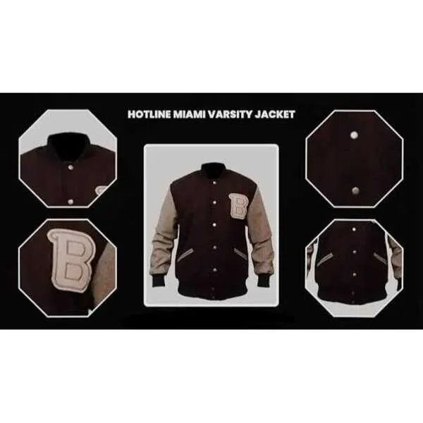 Men's MJ Thriller Red M Logo Letterman Bomber Varsity Jacket (XXS-4XL) - Image 4