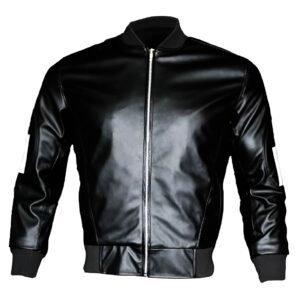 Men black leather trench coat vintage military style USA