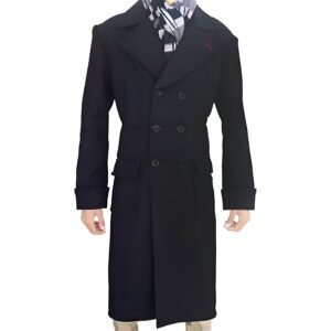 Mens Sherlock Holmes wool cape coat black outfitter style
