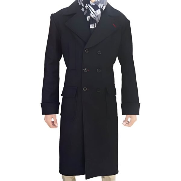 Mens Sherlock Holmes wool cape coat black outfitter style