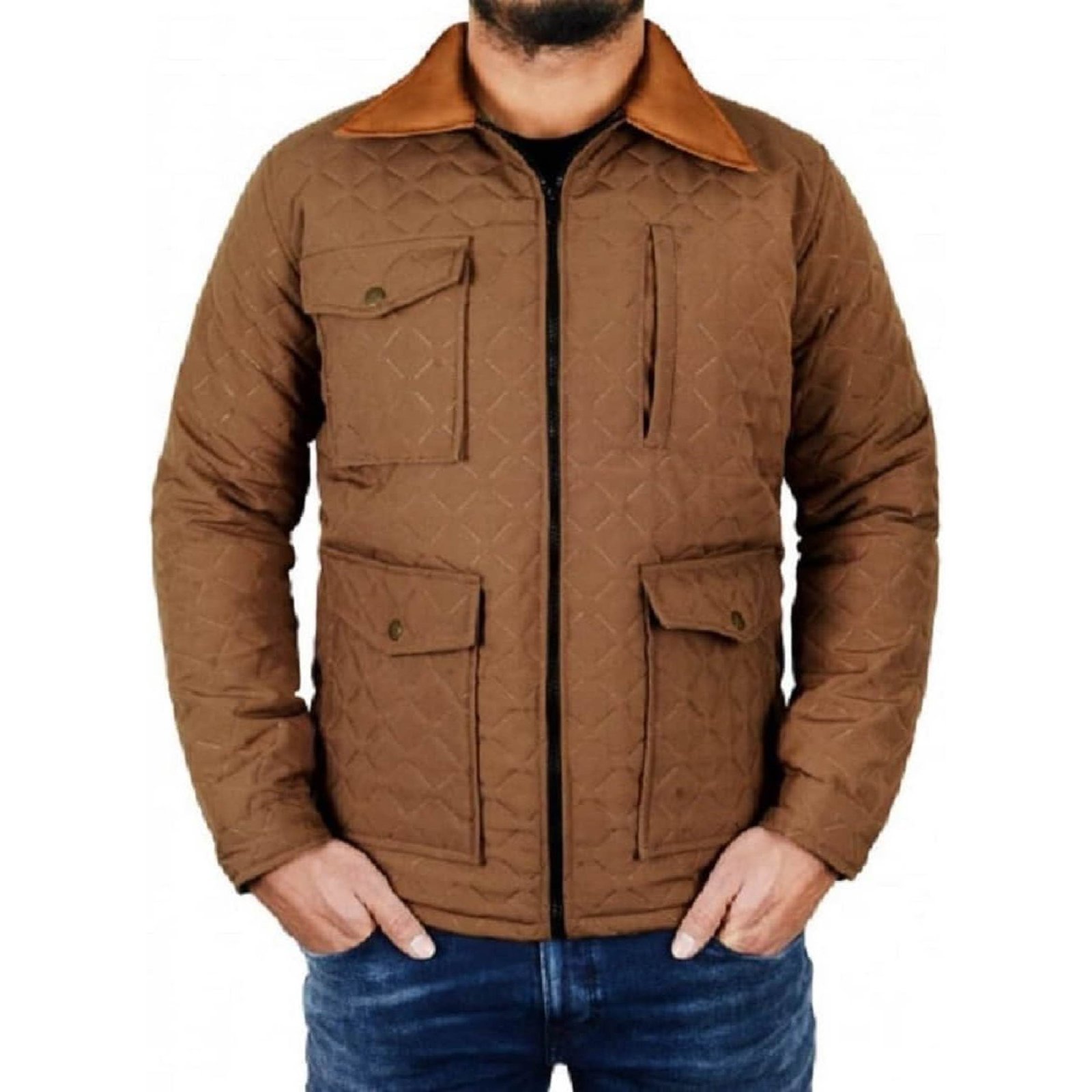 yellowstone john dutton jacket brown quilted cotton jacket for men